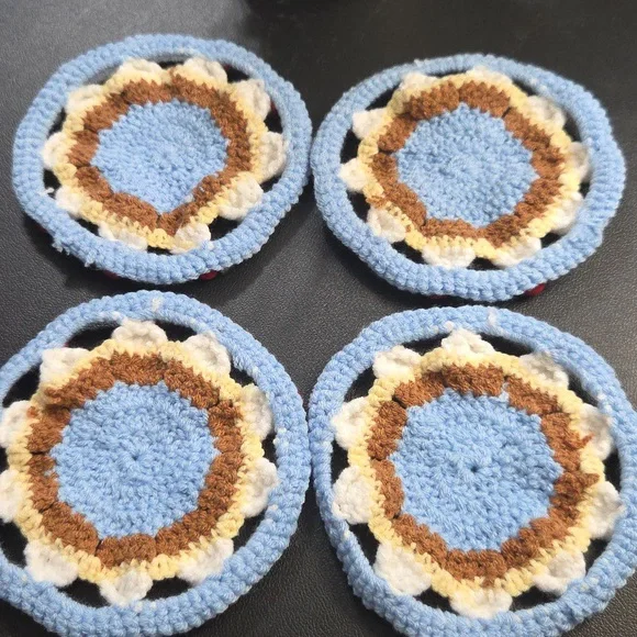 Handmade Crochet Coasters Set - Picture 3 of 4